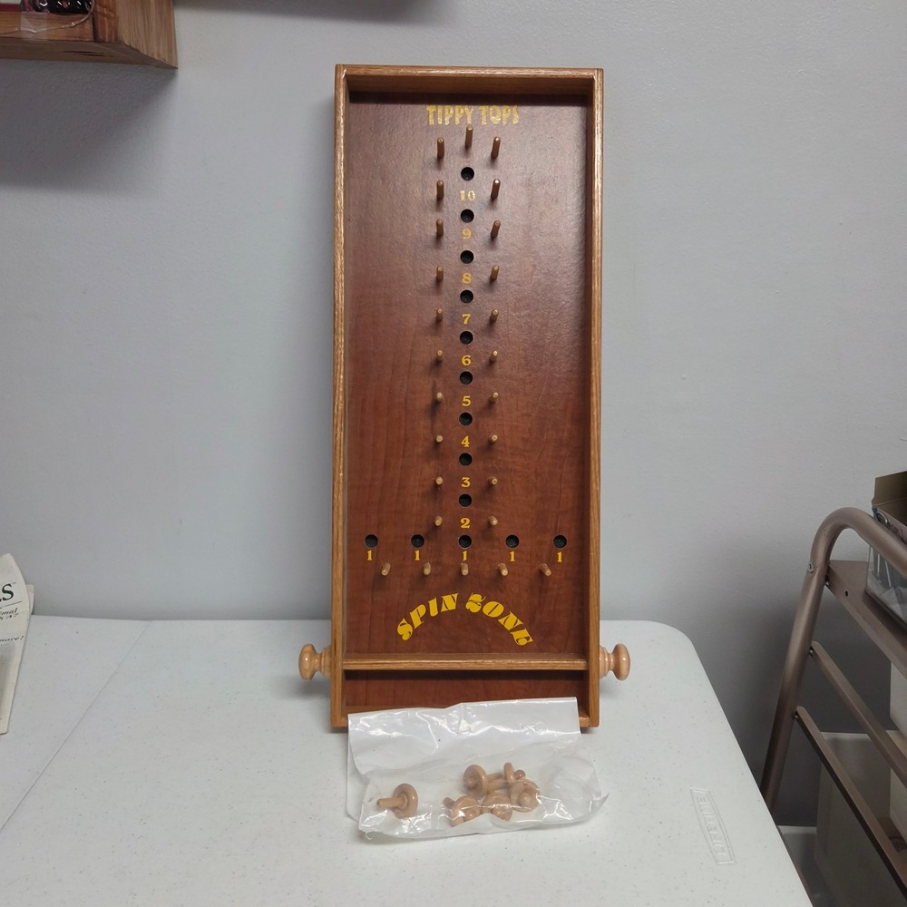 Tippy Tops Spin Zone Vintage Handmade Michigan Wooden Skill Game